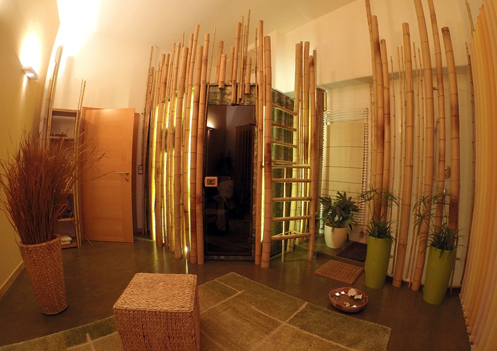 Saunagestaltung mittels Bambus